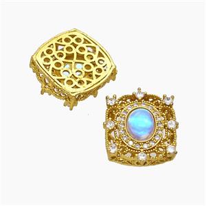 Copper Bead Pave Zircon, Silver Plated, approx 16-18mm