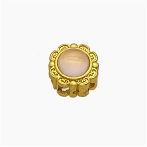 Copper Bead Pave Zircon, Silver Plated, approx 10mm