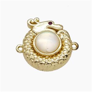 Copper Dragon Connector Pave Catseye Gold Plated, approx 16.5mm