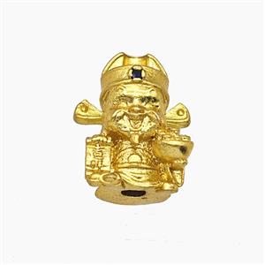 Chinese God Of Wealth Charms Copper Beads Gold Plated, approx 12-15mm