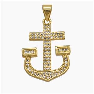Copper Pendant Pave Zircon, Gold Plated, approx 17-22mm