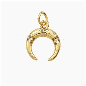 Copper Pendant Pave Zircon, Gold Plated, approx 12mm