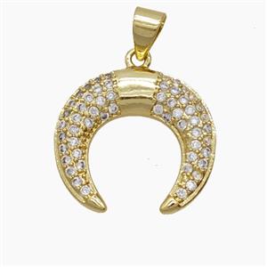 Copper Pendant Pave Zircon, Gold Plated, approx 19mm