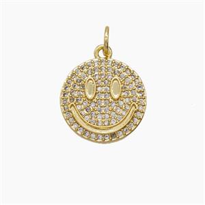 Copper Pendant Pave Zircon, Gold Plated, approx 15mm