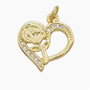 Copper Pendant Pave Zircon, Gold Plated, approx 17mm
