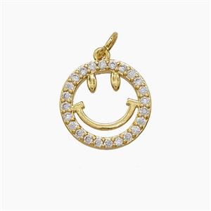 Copper Pendant Pave Zircon, Gold Plated, approx 14.5mm