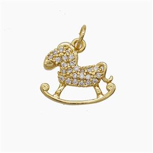 Copper Pendant Pave Zircon, Gold Plated, approx 12-15mm