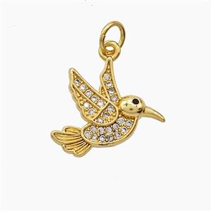 Copper Pendant Pave Zircon, Gold Plated, approx 13-16mm