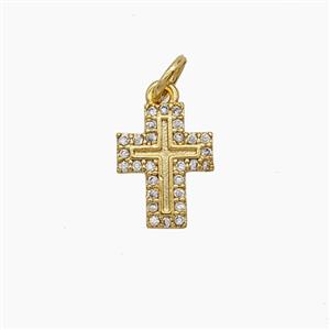 Copper Pendant Pave Zircon, Gold Plated, approx 9-11.5mm