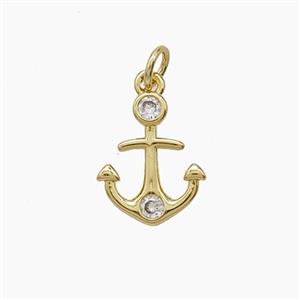 Copper Pendant Pave Zircon, Gold Plated, approx 11.5-14mm