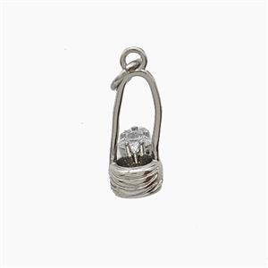 Copper Pendant Pave Zircon, Gold Plated, approx 6.5-15mm