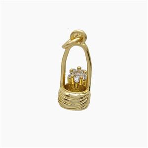 Copper Pendant Pave Zircon, Gold Plated, approx 6.5-15mm