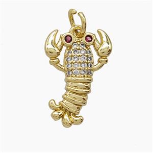Copper Pendant Pave Zircon, Gold Plated, approx 12-18mm