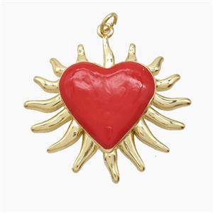 Copper Pendant Pave Zircon, Gold Plated, approx 34mm