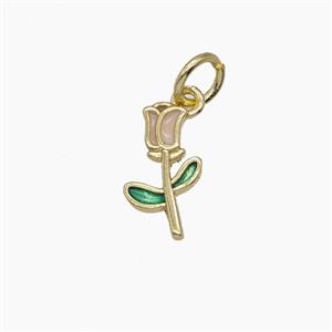 Enamel Copper Pendant, Gold Plated, approx 6.5-11.5mm