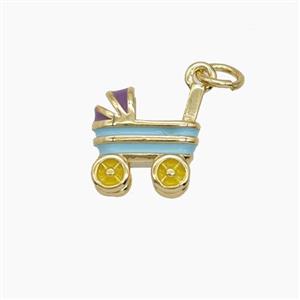 Enamel Copper Pendant, Gold Plated, approx 11mm