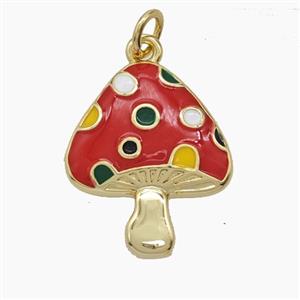 Enamel Copper Pendant, Gold Plated, approx 17-21mm