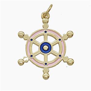 Enamel Copper Pendant, Gold Plated, approx 21mm
