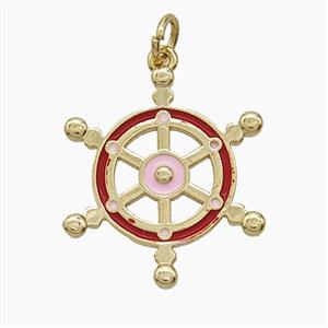 Enamel Copper Pendant, Gold Plated, approx 21mm