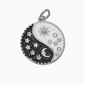 Enamel Copper Pendant Pave Zircon, Gold Plated, approx 16.5mm