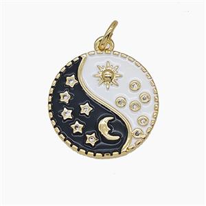 Enamel Copper Pendant Pave Zircon, Gold Plated, approx 16.5mm