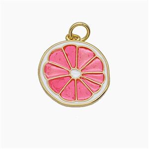Enamel Copper Pendant Pave Zircon, Gold Plated, approx 15-16mm