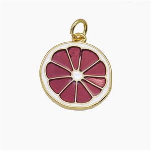 Enamel Copper Pendant Pave Zircon, Gold Plated, approx 15-16mm