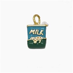 Enamel Copper Pendant Pave Zircon, Gold Plated, approx 8-11mm