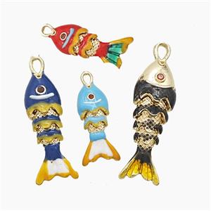 Enamel Copper Pendant Pave Zircon, Gold Plated, approx 10-40mm