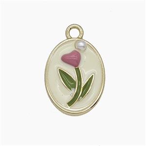 Enamel Copper Pendant, Gold Plated, approx 13-16.5mm