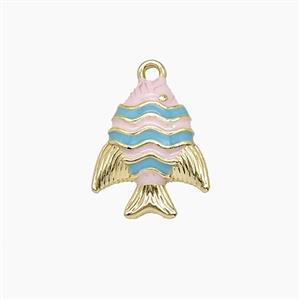 Enamel Copper Pendant, Gold Plated, approx 12-15mm