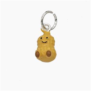 Enamel Copper Pendant, Silver Plated, approx 7-10mm
