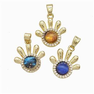 Copper Pendant Pave Resin Bead, Gold Plated, approx 15mm