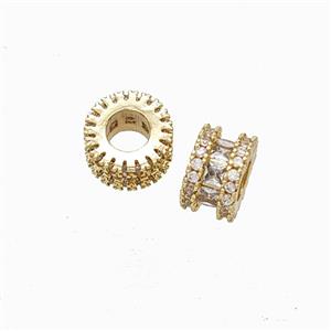 Copper Bead Pave Zircon, Gold Plated, approx 8mm, 4mm hole