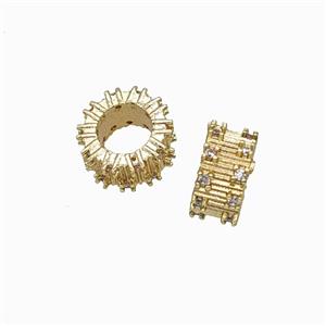 Copper Bead Pave Zircon, Gold Plated, approx 9mm, 5mm hole
