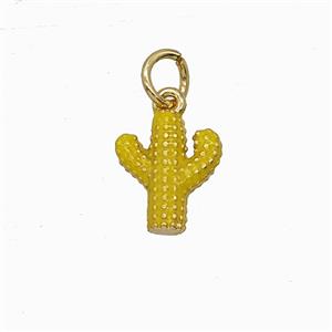 Copper Cactus Pendant Yellow Painted Gold Plated, approx 9-10mm