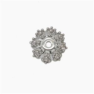 Copper Beadcaps Pave Zirconia Platinum Plated, approx 11mm