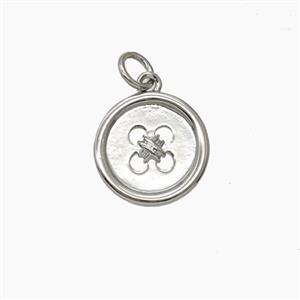 Copper Fastener Pendant Platinum Plated, approx 13mm