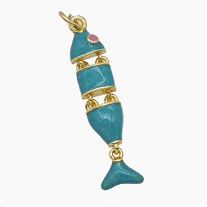 Copper Fish Pendant Blue Enamel Gold Plated, approx 7-30mm