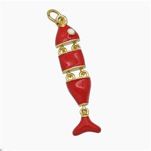 Copper Fish Pendant Red Enamel Gold Plated, approx 7-30mm