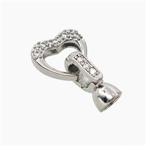 Copper Cordend Clasp Pave Zirconia Platinum Plated, approx 11-20mm