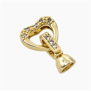 Copper Cordend Clasp Pave Zirconia Gold Plated, approx 11-20mm