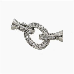 Copper Cordend Clasp Pave Zirconia Platinum Plated, approx 12-30mm