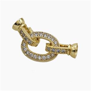 Copper Cordend Clasp Pave Zirconia Gold Plated, approx 12-30mm