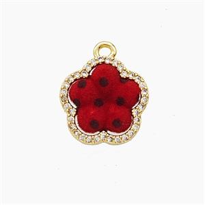 Copper Flower Pendant Pave Zirconia Resin Gold Plated, approx 14mm