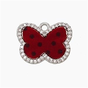 Copper Butterfly Pendant Pave Zirconia Resin Platinum Plated, approx 13-17mm