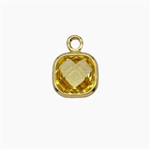Champagne Crystal Glass Square Pendant, approx 7mm