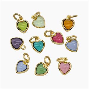 Catseye Glass Heart Pendant Mixed, approx 7mm