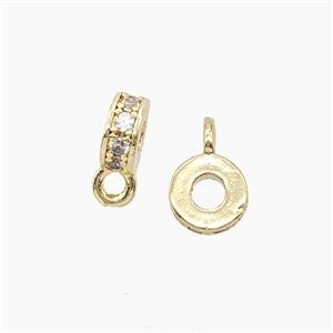 Copper Bail Pendant Pave Zirconia Gold Plated, approx 6mm