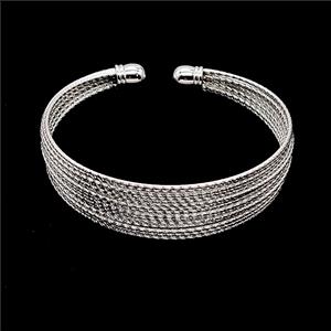 Copper Bangle Shiny Silver, approx 7-16mm, 50-55mm dia